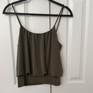 Layered Olive Green Spaghetti Strap Camisole